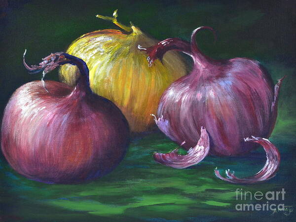 Still Life Painting Art Print featuring the painting Onions by AnnaJo Vahle