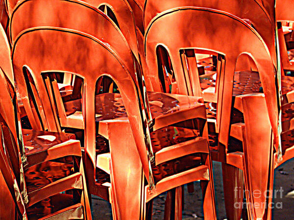 Orange Art Print featuring the digital art Orange Chairs by Valerie Reeves