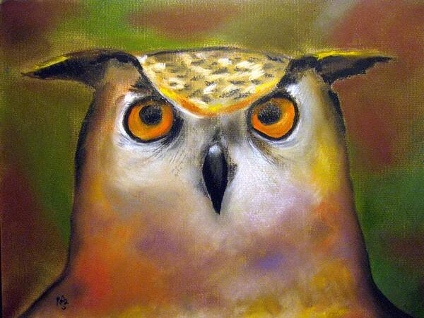 Owl Art Print featuring the drawing Owl in the forest by Rosa Garcia Sanchez