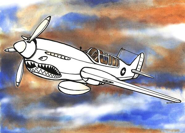 Warhawk Art Print featuring the mixed media P-40 Warhawk 1 by Scott Nelson