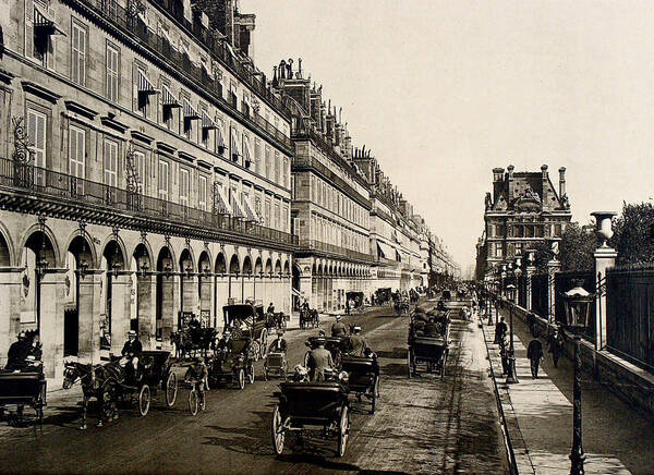Paris 1900 Art Print featuring the photograph Paris 1900 Rue De Rivoli by Ira Shander