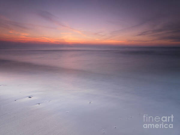 Sunset Art Print featuring the photograph Peaceful sunset scenery with smooth calm water at lake Huron by Maxim Images Exquisite Prints