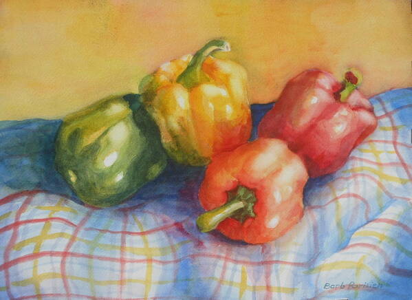 Peppers Art Print featuring the painting Peppers by Barbara Parisien