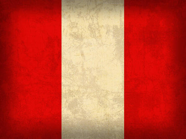 Peru Art Print featuring the mixed media Peru Flag Vintage Distressed Finish by Design Turnpike