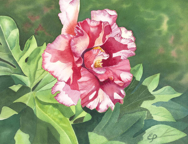 Pink Peony Art Print featuring the painting Pink Peony by Elena Polozova