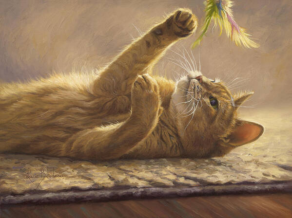 Cat Art Print featuring the painting Playtime by Lucie Bilodeau