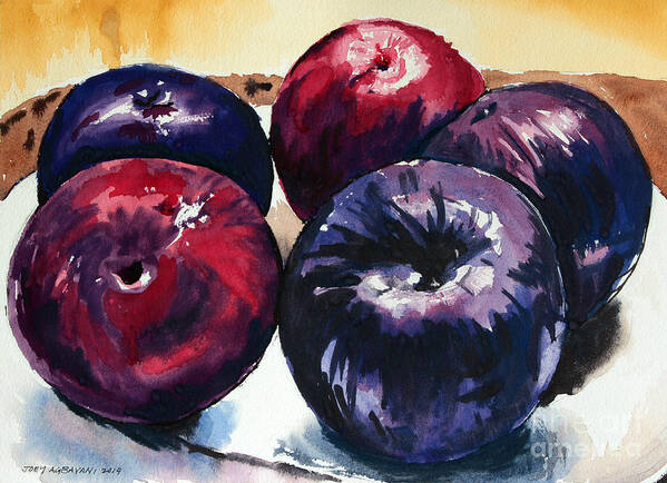 Plum Art Print featuring the painting Plums by Joey Agbayani