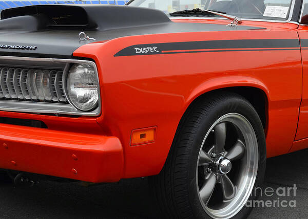 Mopar Art Print featuring the photograph Plymouth Duster closeup by Mark Spearman