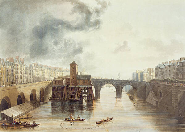 Bridge Art Print featuring the drawing Pont Notre Dame, From Views by John Gendall