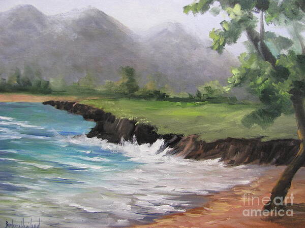 Pounders Beach Art Print featuring the painting Pounders Beach Number Three by Barbara Haviland