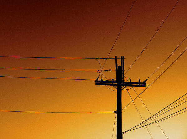 Power Lines Art Print featuring the photograph Power Line Sunset by Don Spenner
