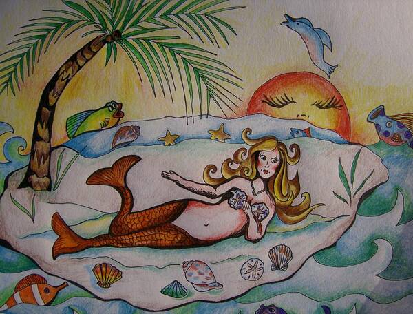 Water Art Print featuring the drawing Private Paradise by Leslie Manley