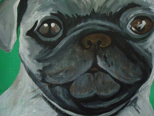 Pug Art Print featuring the painting PUG by Leslie Manley
