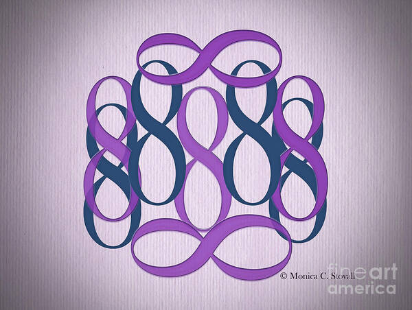 Purple And Teal 8's Design Art Print featuring the digital art Purple and Teal 8's by Monica C Stovall