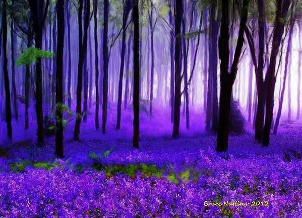 Tree Art Print featuring the painting Purple Forest by Bruce Nutting