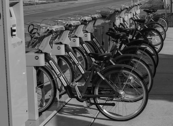 Get Fit Nashville Bikes Art Print featuring the photograph Rack of Bicycles Nashville by Robert Hebert