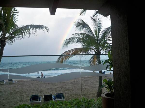 Rainbow Art Print featuring the photograph Rainbow on Puerto Rico beach by Nancy Graham