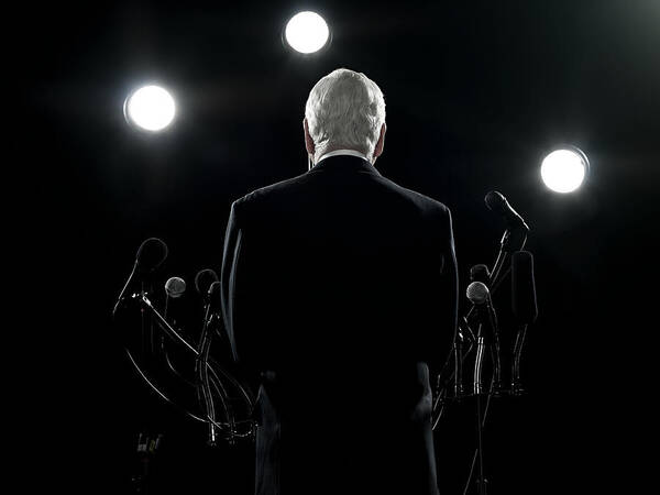 Shadow Art Print featuring the photograph Rear view of politician by Image_Source_