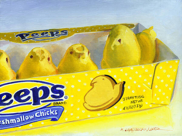 Peeps Art Print featuring the painting Rebel Chick by Marguerite Chadwick-Juner
