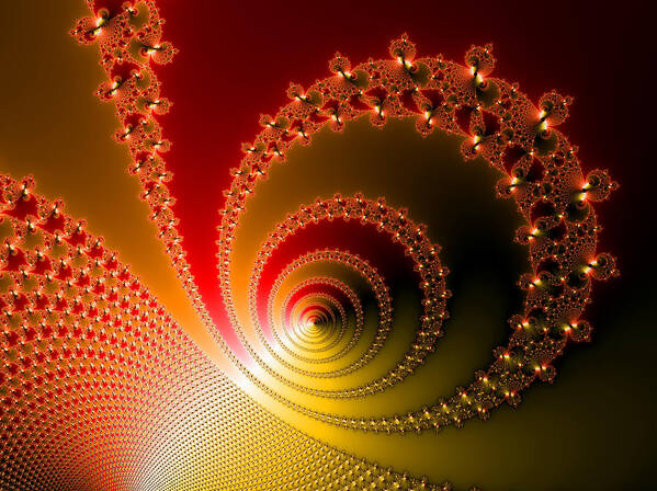 Fractal Art Print featuring the digital art Red and yellow abstract fractal by Matthias Hauser