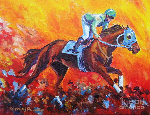 Horse Art Print featuring the painting Red Dawn Workout by Carole Powell