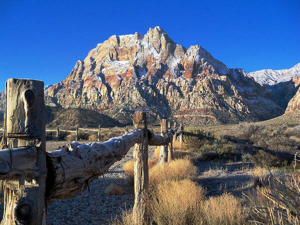 Red Art Print featuring the photograph Red Rock Snow by Alan Socolik