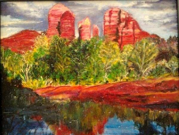 Red Rocks Art Print featuring the painting Red Rocks by Lucille Valentino