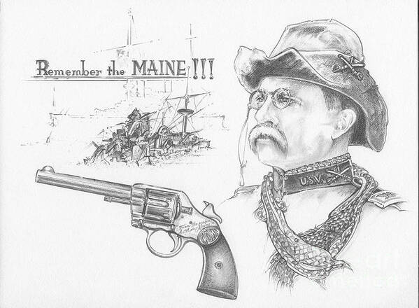 Woodcutter's Revival Art Print featuring the drawing Remember the Maine by Scott and Dixie Wiley