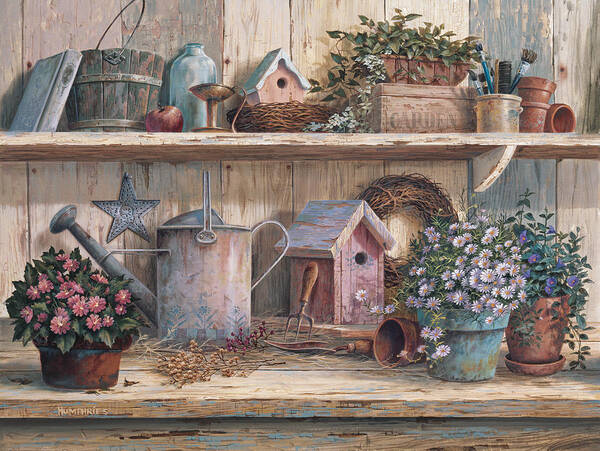 Garden Bench Art Print featuring the painting Rhapsody in Rose by Michael Humphries