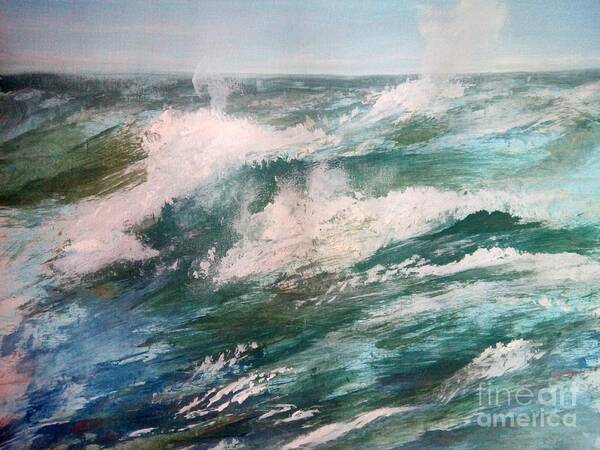 Blue Art Print featuring the painting Rising Spume by Trilby Cole