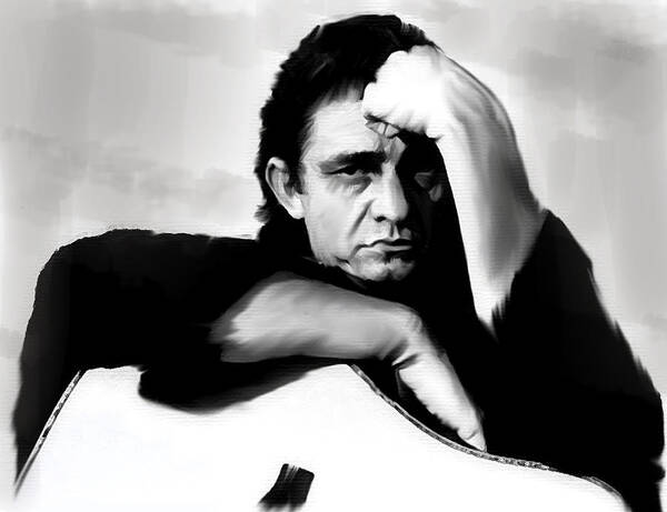 Johnny Cash Drawings Art Print featuring the painting Rite of Truth Johnny Cash by Iconic Images Art Gallery David Pucciarelli