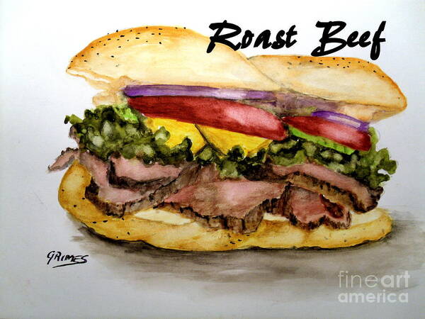 Roast Beef Art Print featuring the painting Roast Beef by Carol Grimes