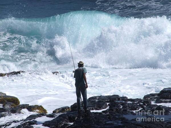 Rock Fisherman Art Print featuring the photograph Rock Fisherman by Mary Deal