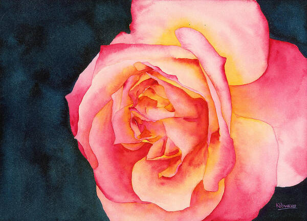 Rose Art Print featuring the painting Rose Ablaze by Ken Powers