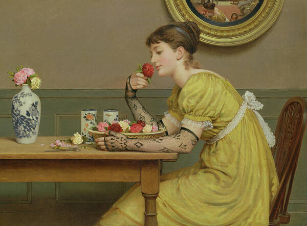 Rosenzeit Art Print featuring the painting Roses by George Dunlop Leslie