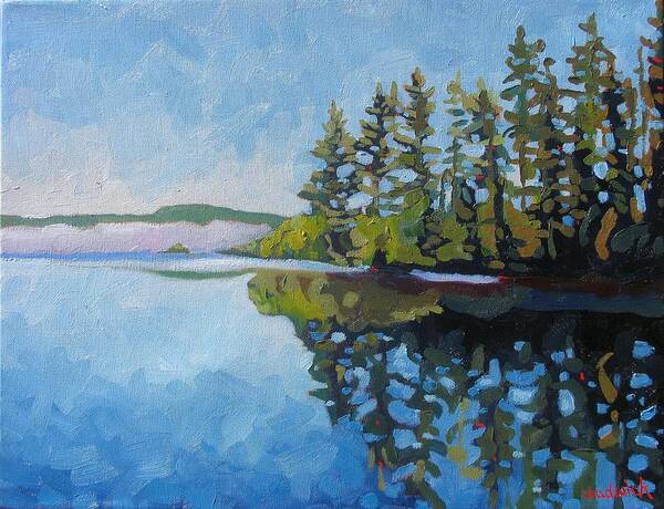 Round Lake Art Print featuring the painting Round Lake Mirror by Phil Chadwick