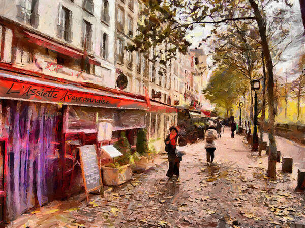 Paris Art Print featuring the painting Rue Coquilliere in Paris by Kai Saarto