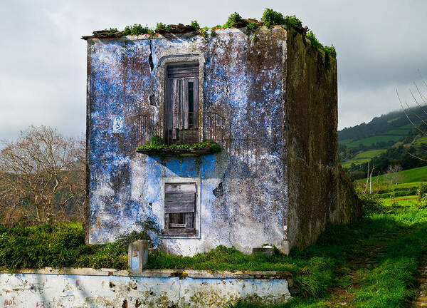 Abandon Art Print featuring the photograph Ruins of house painted blue by Joseph Amaral