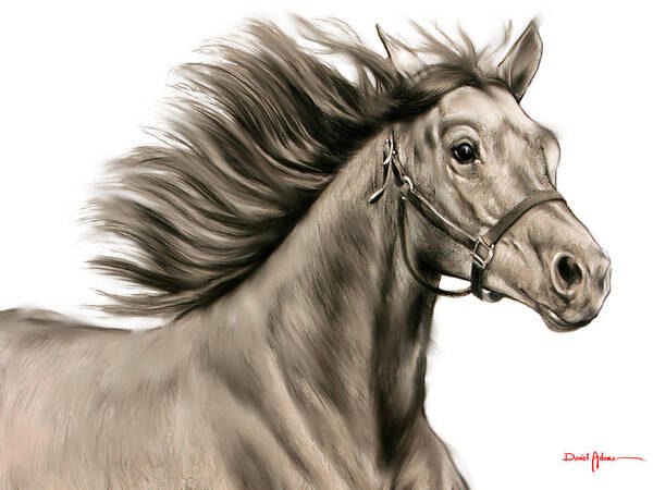 Horse Art Print featuring the painting DA146 Running Free by Daniel Adams by Daniel Adams