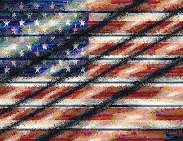 Flag Art Print featuring the digital art Rustic USA by John Madison