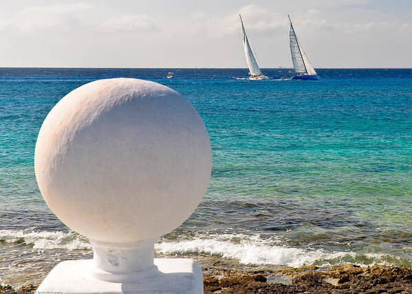 Cozumel Art Print featuring the photograph Sailboats Racing in Cozumel by Mitchell R Grosky