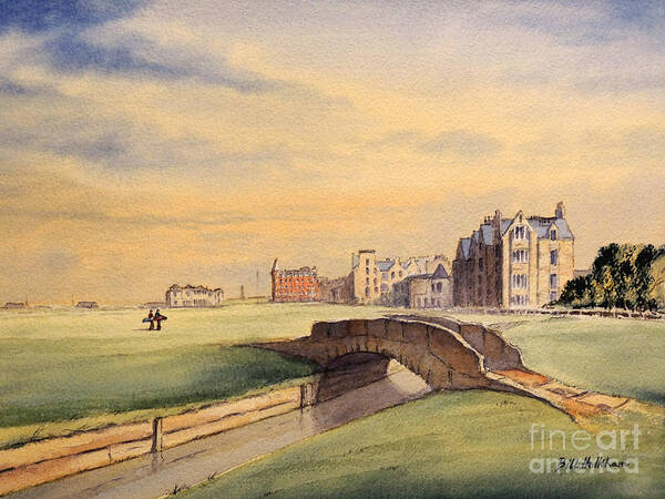 Greatest Golf Courses In Scotland Art Print featuring the painting The Greatest Golf Course In Scotland by Bill Holkham