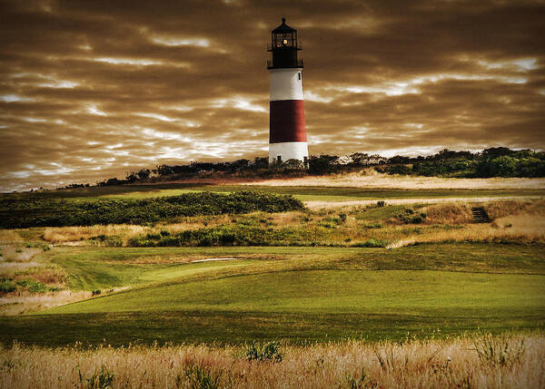 Great Landscape Art Print featuring the photograph Sankaty Head Lighthouse in Nantucket by Mitchell R Grosky
