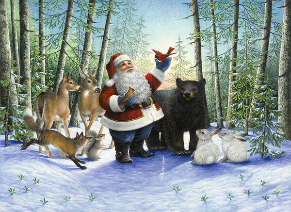 Santa Claus Art Print featuring the painting Santa's Christmas Morning by Lynn Bywaters
