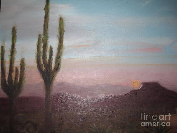 Landscape Art Print featuring the painting Sante Fe Sunrise by Carol DENMARK