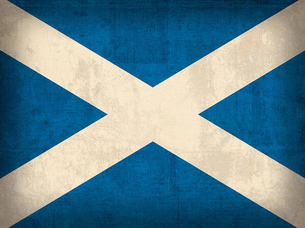 Scotland Flag Vintage Distressed Finish Art Print featuring the mixed media Scotland Flag Vintage Distressed Finish by Design Turnpike