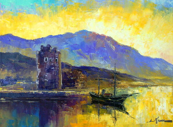 Harbour Art Print featuring the painting Scottish impression by Luke Karcz