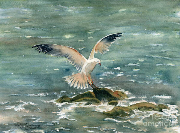 Seagull Art Print featuring the painting Seagull by Melly Terpening