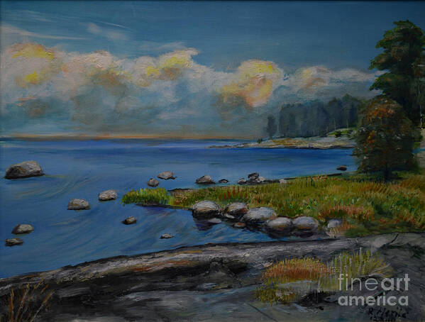 Raija Merila Art Print featuring the painting Seascape from Hamina 2 by Raija Merila