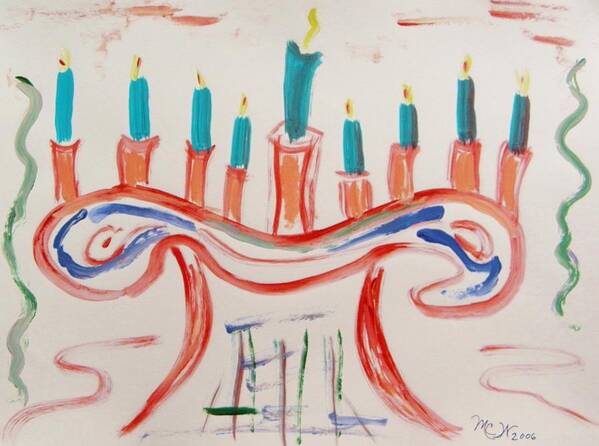 Hanukkah Art Print featuring the painting Season of the Lights by Mary Carol Williams